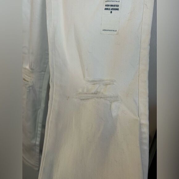 Aeropostale high waisted ankle jegging size 8 white denim NWT - Picture 8 of 16